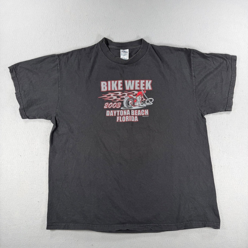 Vintage 2003 Daytona Beach Bike Week T Shirt Mens XL Black Delta Pro Weight Tee